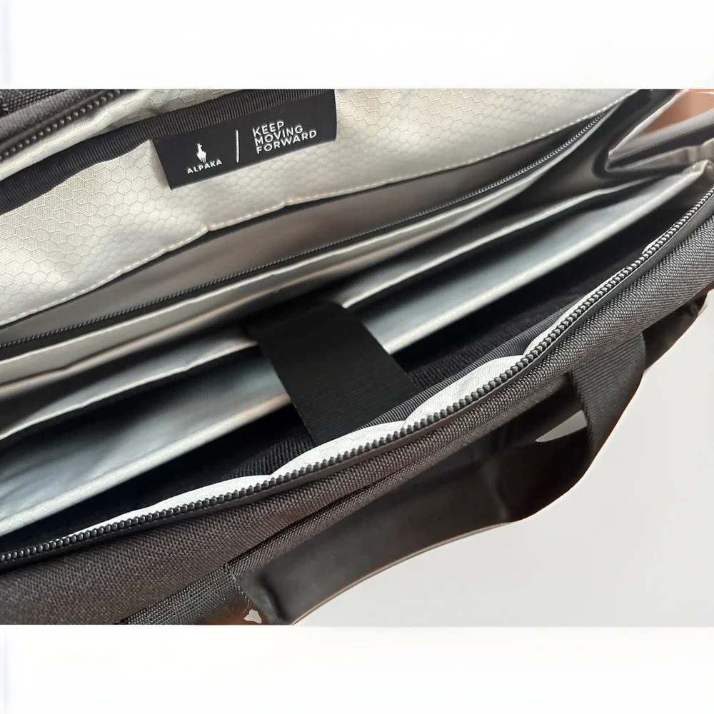 ALPAKA Elements Tech Brief Pro Black Laptop Briefcase Messenger Bag NWOT